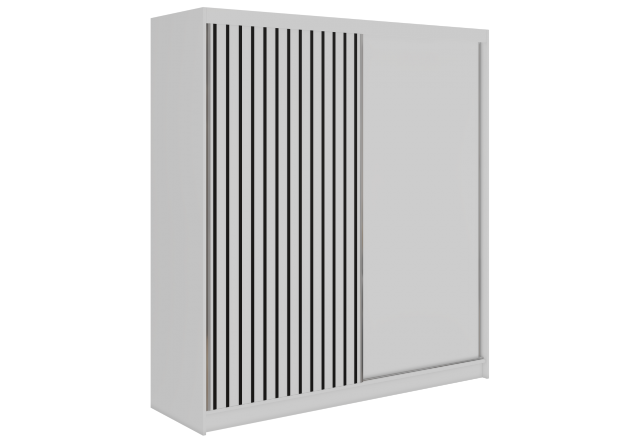 Szafa przesuwna LUMOS 200 - biały, z lamelami czarnymi