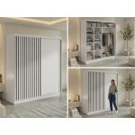 Szafa przesuwna LUMOS 200 - biały, z lamelami czarnymi