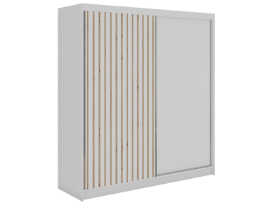 Szafa przesuwna LUMOS 200 - biały, z lamelami dąb aristan