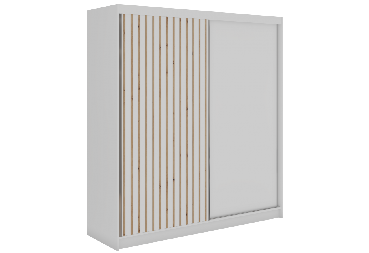 Szafa przesuwna LUMOS 200 - biały, z lamelami dąb aristan
