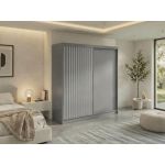 Szafa przesuwna LUMOS 200 - szary, z lamelami białymi