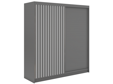 Szafa przesuwna LUMOS 200 - szary, z lamelami białymi