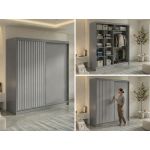 Szafa przesuwna LUMOS 200 - szary, z lamelami białymi