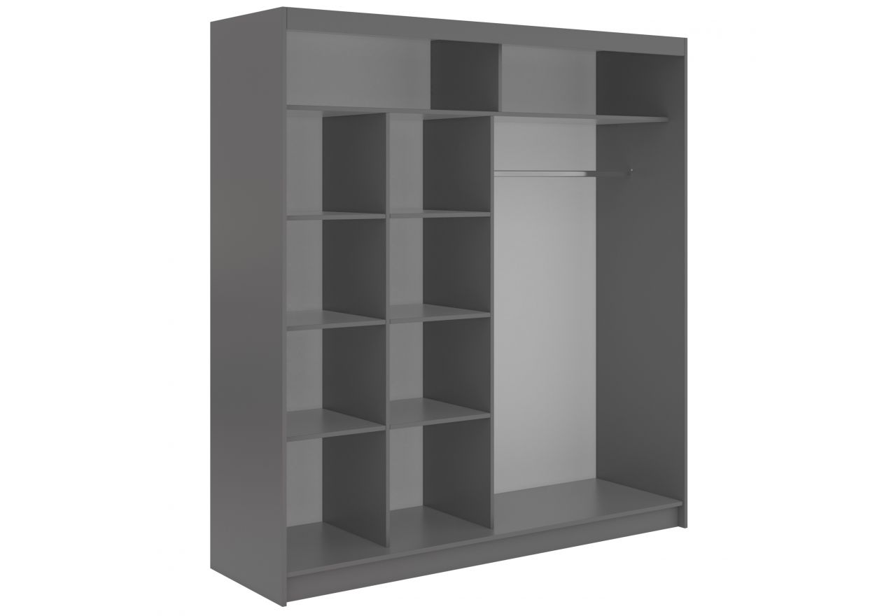 Szafa przesuwna LUMOS 200 - szary, z lamelami białymi