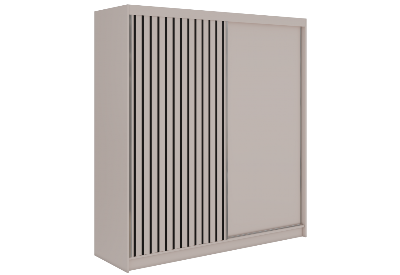 Szafa przesuwna LUMOS 200 - kaszmir, z lamelami czarnymi