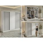 Szafa przesuwna LUMOS 240 cm - biały, z lamelami czarnymi