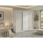 Szafa przesuwna LUMOS 240 cm - biały, z lamelami dąb aristan