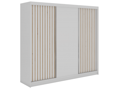 Szafa przesuwna LUMOS 240 - biały, z lamelami dąb aristan