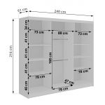 Szafa przesuwna LUMOS 240 cm - biały, z lamelami dąb aristan