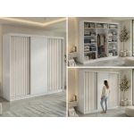 Szafa przesuwna LUMOS 240 cm - biały, z lamelami dąb aristan