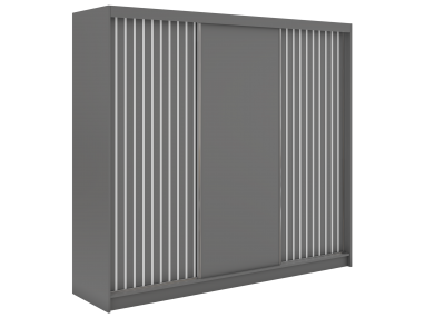 Szafa przesuwna LUMOS 240 - szary, z lamelami białymi
