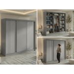 Szafa przesuwna LUMOS 240 cm - szary, z lamelami białymi