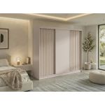 Szafa przesuwna LUMOS 240 cm - kaszmir, z lamelami dąb aristan