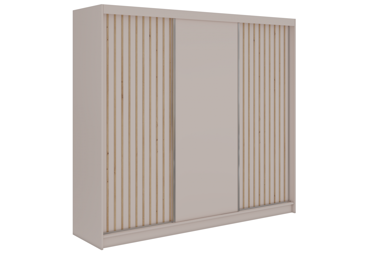 Szafa przesuwna LUMOS 240 cm - kaszmir, z lamelami dąb aristan