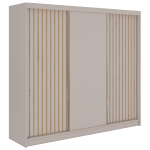 Szafa przesuwna LUMOS 240 cm - kaszmir, z lamelami dąb aristan