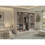 Szafa przesuwna LUMOS 240 cm - kaszmir, z lamelami dąb aristan