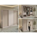 Szafa przesuwna LUMOS 240 cm - kaszmir, z lamelami dąb aristan