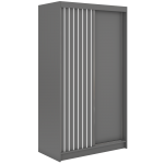 Szafa przesuwna LUMOS 120 cm - szary, z lamelami białymi + 2 szuflady