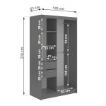 Szafa przesuwna LUMOS 120 cm - szary, z lamelami białymi + 2 szuflady