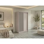 Szafa przesuwna LUMOS 120 cm - kaszmir, z lamelami czarnymi + 2 szuflady