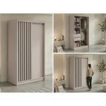 Szafa przesuwna LUMOS 120 cm - kaszmir, z lamelami czarnymi + 2 szuflady