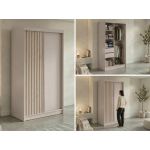 Szafa przesuwna LUMOS 120 cm - kaszmir, z lamelami dąb aristan + 2 szuflady