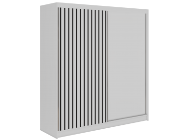 Szafa przesuwna LUMOS 200 - biały, z lamelami czarnymi + 4 szuflady