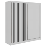 Szafa przesuwna LUMOS 200 - biały, z lamelami czarnymi + 4 szuflady