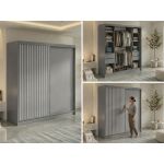 Szafa przesuwna LUMOS 200 - szary, z lamelami białymi + 4 szuflady