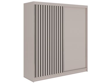 Szafa przesuwna LUMOS 200 - kaszmir, z lamelami czarnymi + 4 szuflady