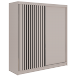 Szafa przesuwna LUMOS 200 - kaszmir, z lamelami czarnymi + 4 szuflady