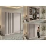 Szafa przesuwna LUMOS 200 - kaszmir, z lamelami czarnymi + 4 szuflady