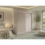 Szafa przesuwna LUMOS 200 - kaszmir, z lamelami dąb aristan + 4 szuflady