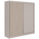 Szafa przesuwna LUMOS 200 - kaszmir, z lamelami dąb aristan + 4 szuflady