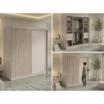 Szafa przesuwna LUMOS 200 - kaszmir, z lamelami dąb aristan + 4 szuflady