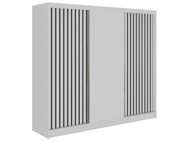 Szafa przesuwna LUMOS 240 - biały, z lamelami czarnymi + 4 szuflady