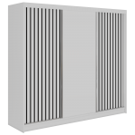 Szafa przesuwna LUMOS 240 cm - biały, z lamelami czarnymi + 4 szuflady