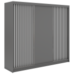 Szafa przesuwna LUMOS 240 cm - szary, z lamelami białymi + 4 szuflady