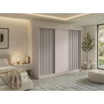 Szafa przesuwna LUMOS 240 cm - kaszmir, z lamelami czarnymi + 4 szuflady