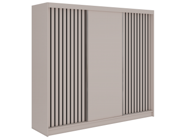 Szafa przesuwna LUMOS 240 - kaszmir, z lamelami czarnymi + 4 szuflady