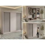 Szafa przesuwna LUMOS 240 cm - kaszmir, z lamelami czarnymi + 4 szuflady