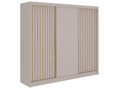 Szafa przesuwna LUMOS 240 - kaszmir, z lamelami dąb aristan + 4 szuflady