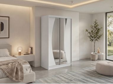 Szafa przesuwna VERONA 120 - biały z lustrem