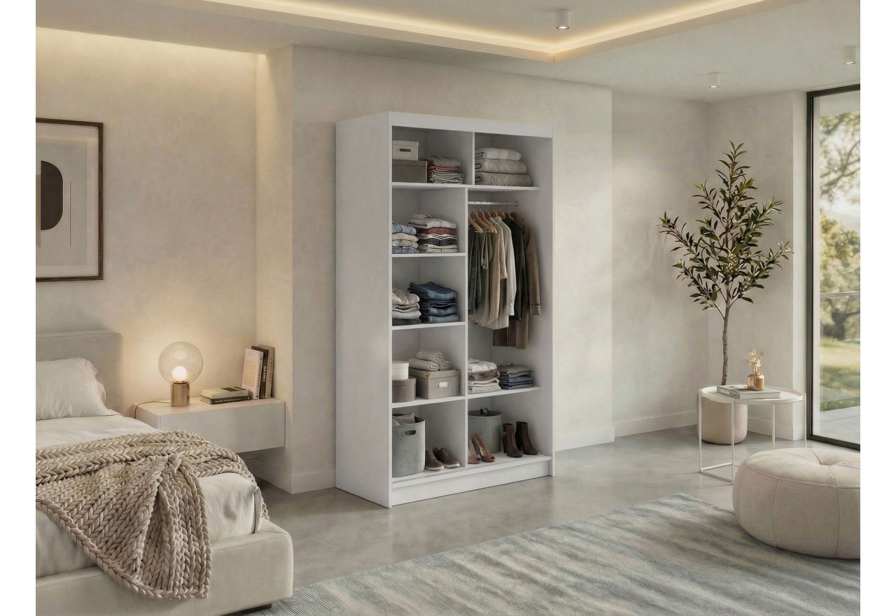 Szafa przesuwna VERONA 120 cm - biały z lustrem