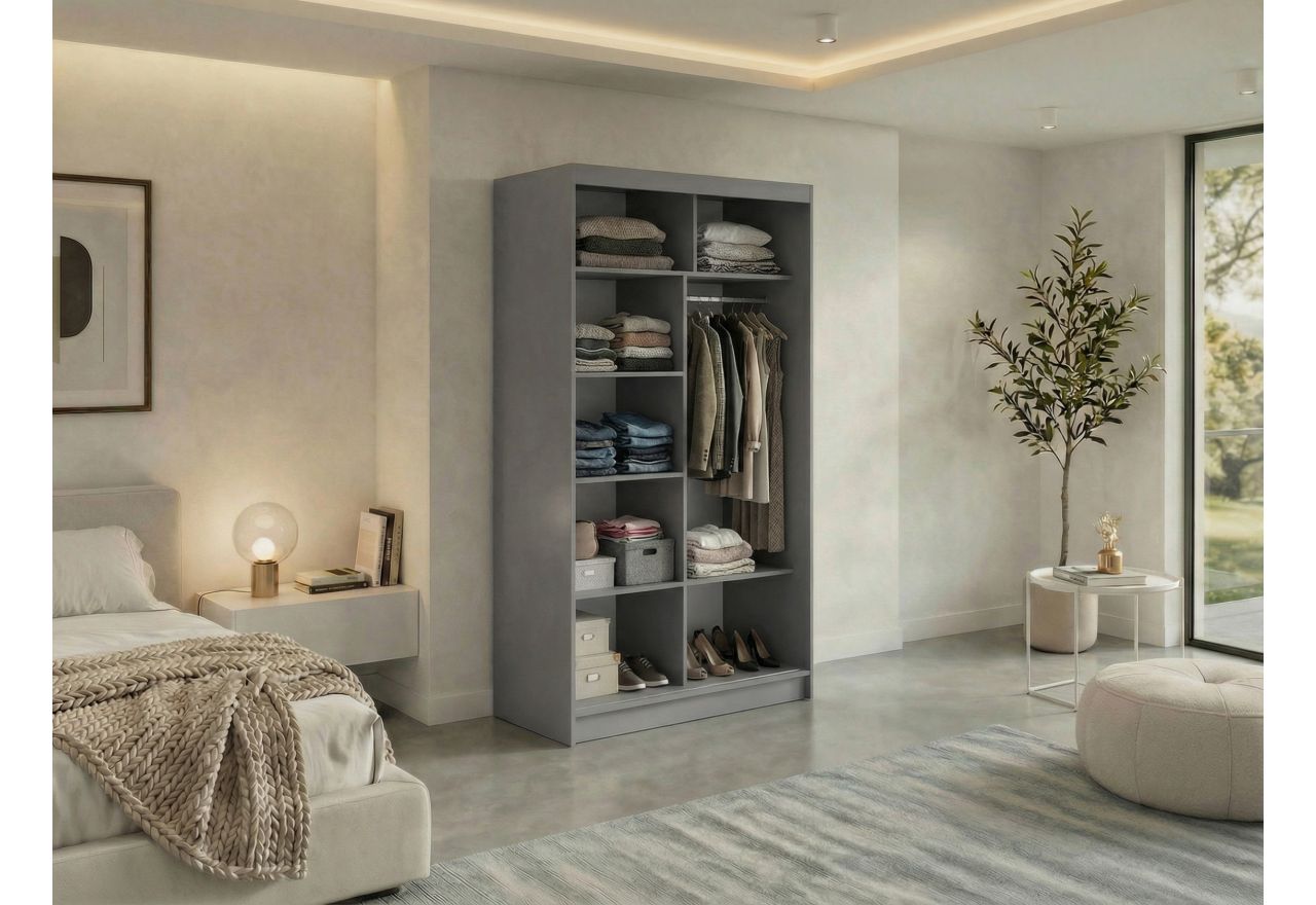 Szafa przesuwna VERONA 120 cm - szary z lustrem
