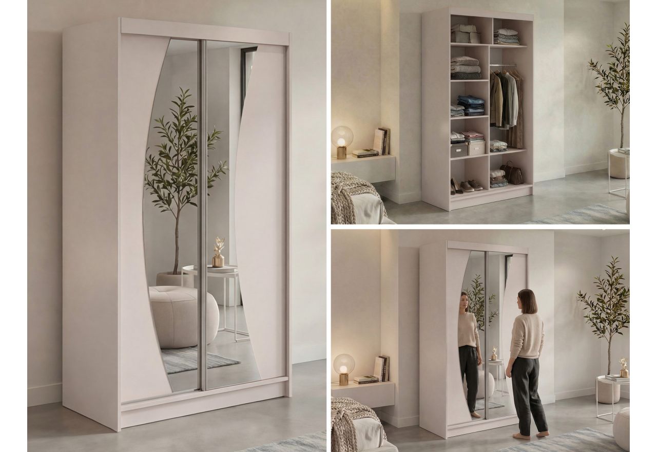 Szafa przesuwna VERONA 120 cm - kaszmir z lustrem