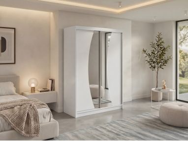 Szafa przesuwna VERONA 150 - biały z lustrem