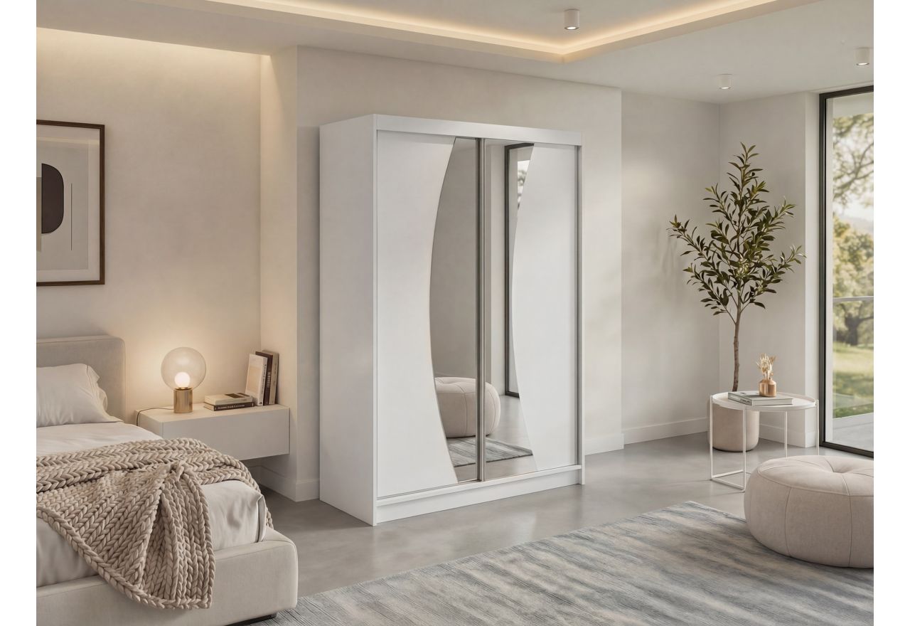 Szafa przesuwna VERONA 150 cm - biały z lustrem