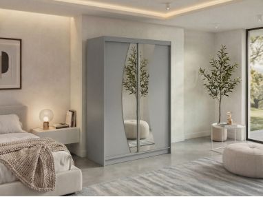 Szafa przesuwna VERONA 150 cm - szary z lustrem