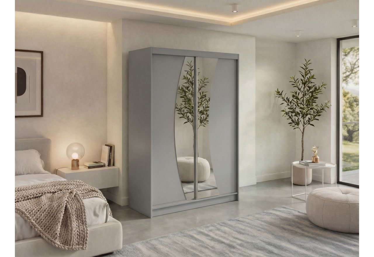 Szafa przesuwna VERONA 150 cm - szary z lustrem